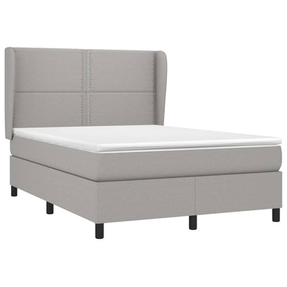 Box Spring Postel S Matrací Textil Světle Šedá