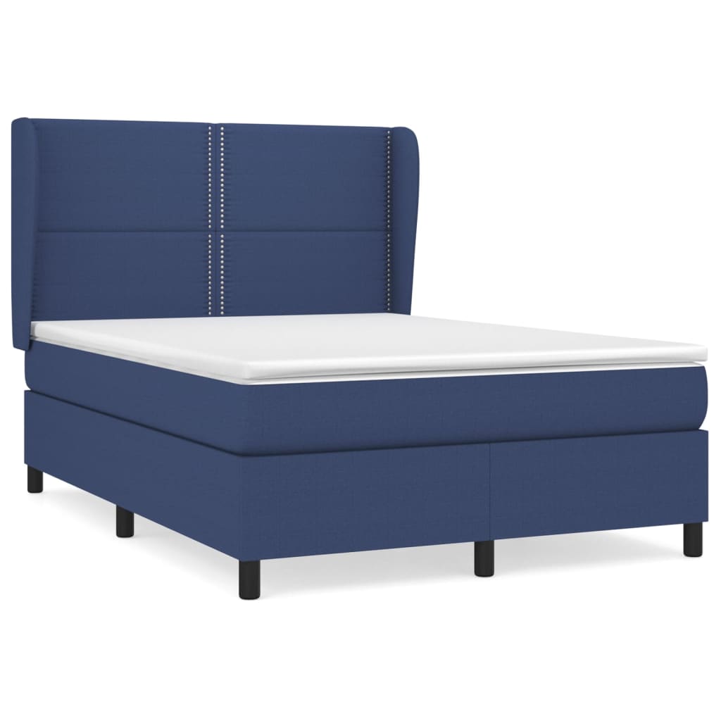 Box Spring Postel S Matrací Textil Modrá