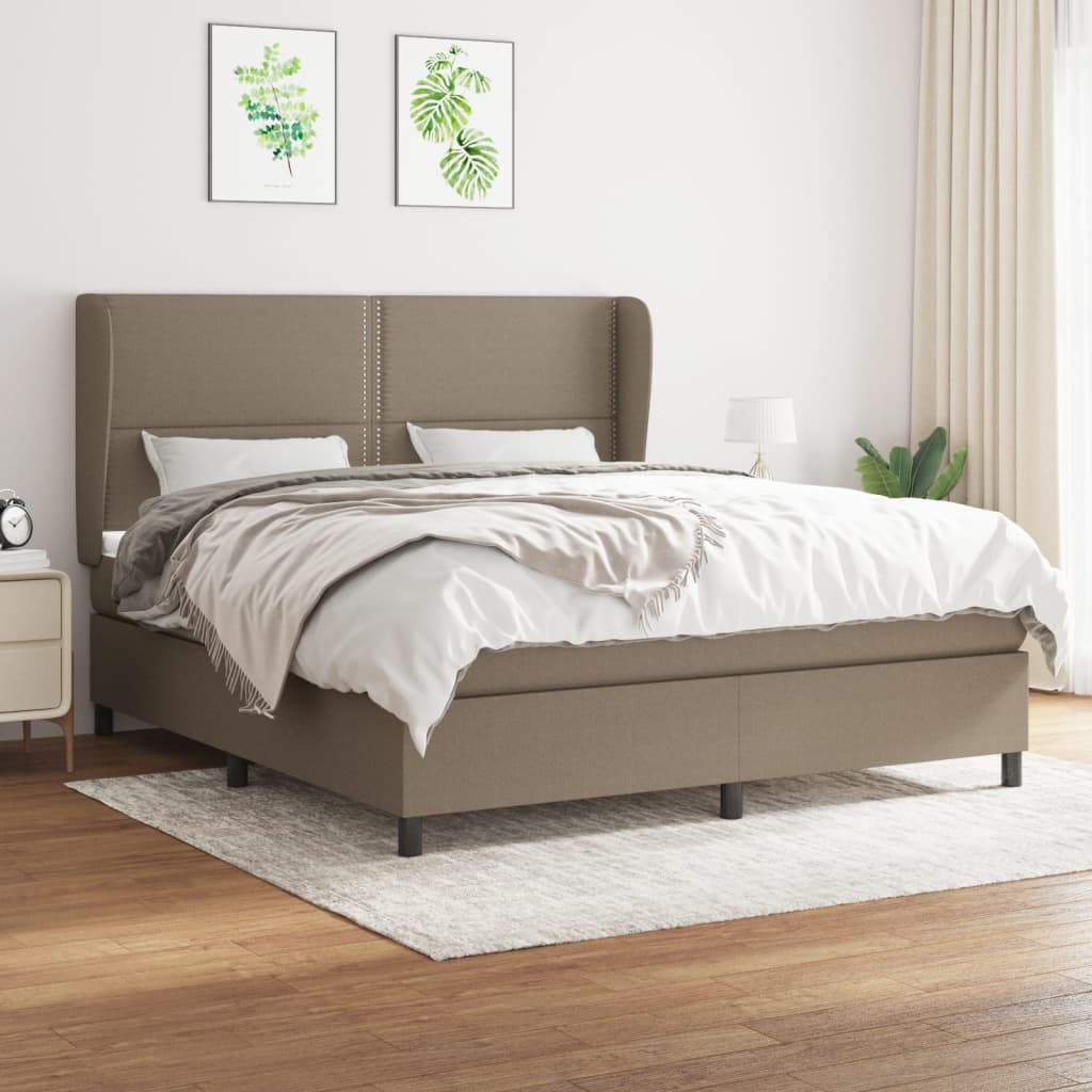 Box Spring Postel S Matrací Textil Taupe
