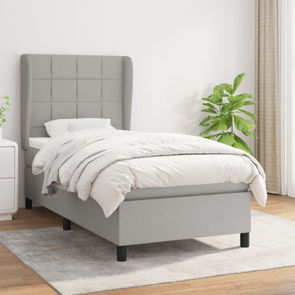 Box Spring Postel S Matrací Textil Světle Šedá