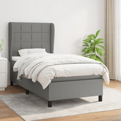 Box Spring Postel S Matrací Textil Tmavě Šedá