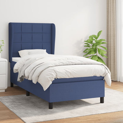 Box Spring Postel S Matrací Textil Modrá