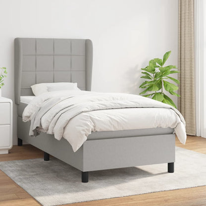 Box Spring Postel S Matrací Textil Světle Šedá