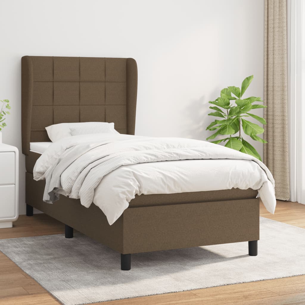 Box Spring Postel S Matrací Tmavě Hnědá 90X200 Cm Textil
