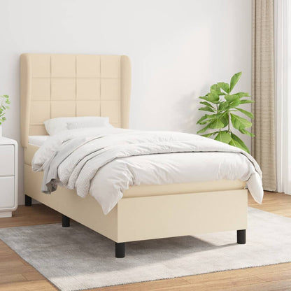 Box Spring Postel S Matrací Textil Krémová