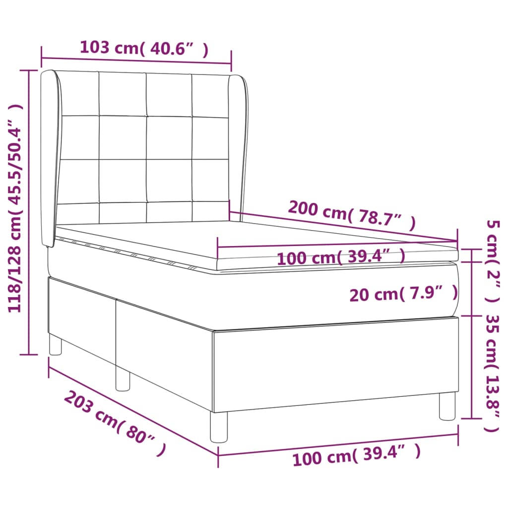 Box Spring Postel S Matrací Tmavě Hnědá 100 X 200 Cm Textil