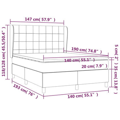 Box Spring Postel S Matrací Tmavě Hnědá 140X190 Cm Textil