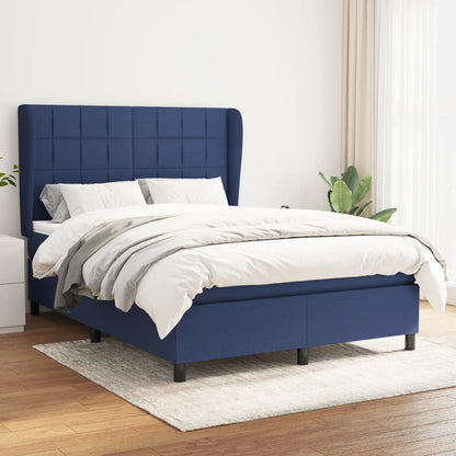 Box Spring Postel S Matrací Textil Modrá