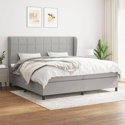 Box Spring Postel S Matrací Textil Světle Šedá