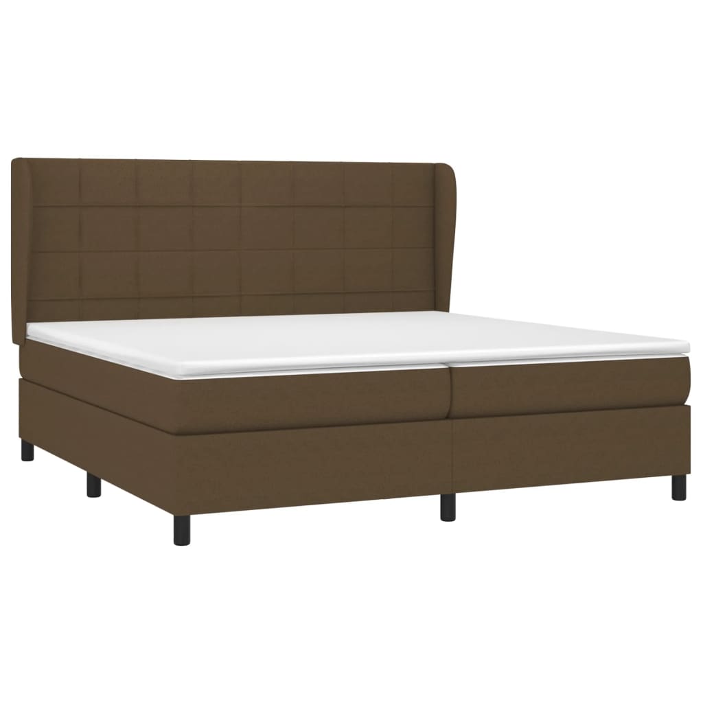Box Spring Postel S Matrací Tmavě Hnědá 200X200 Cm Textil