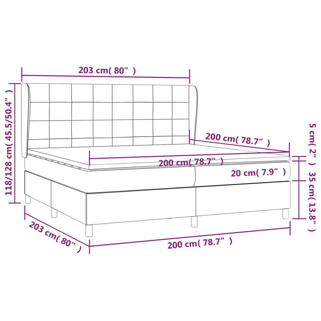 Box Spring Postel S Matrací Tmavě Hnědá 200X200 Cm Textil