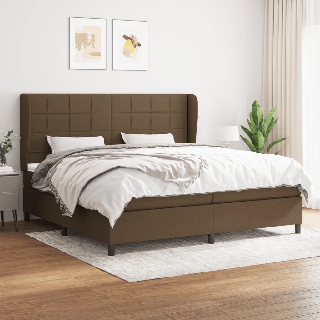Box Spring Postel S Matrací Tmavě Hnědá 200X200 Cm Textil
