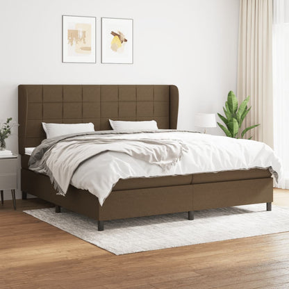 Box Spring Postel S Matrací Tmavě Hnědá 200X200 Cm Textil