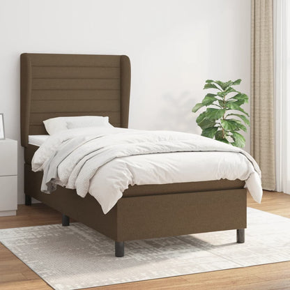 Box Spring Postel S Matrací Tmavě Hnědá 80X200 Cm Textil