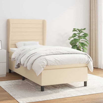 Box Spring Postel S Matrací Textil Krémová
