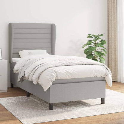 Box Spring Postel S Matrací Textil Světle Šedá