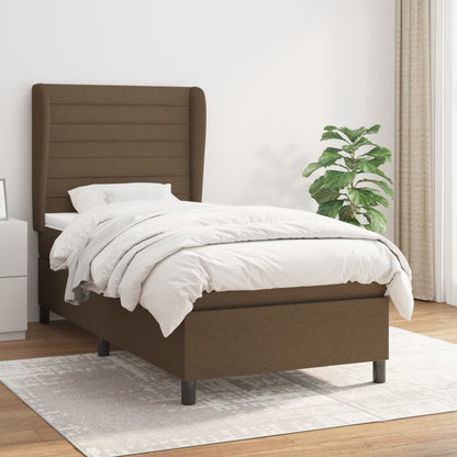 Box Spring Postel S Matrací Tmavě Hnědá 90X200 Cm Textil
