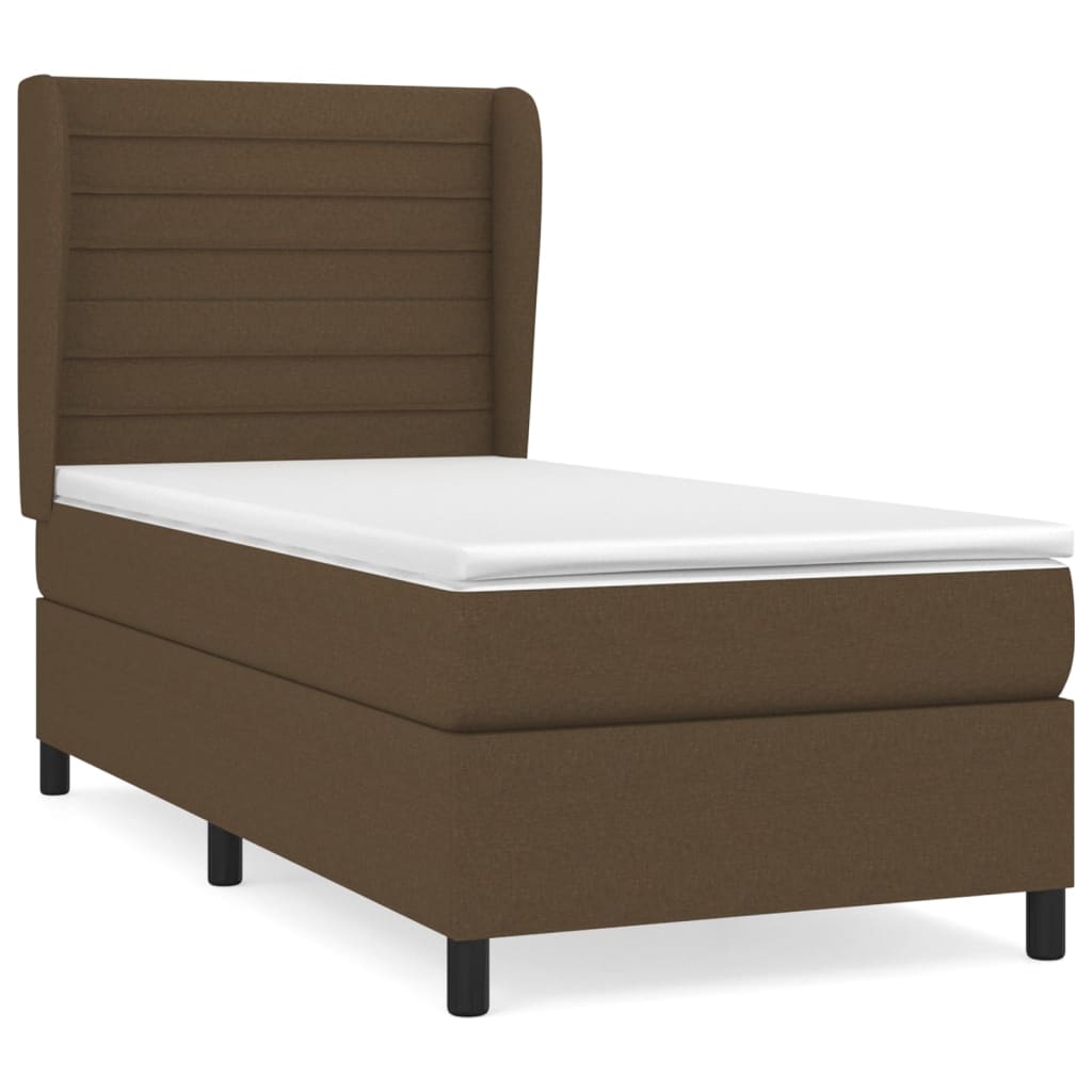 Box Spring Postel S Matrací Tmavě Hnědá 100 X 200 Cm Textil