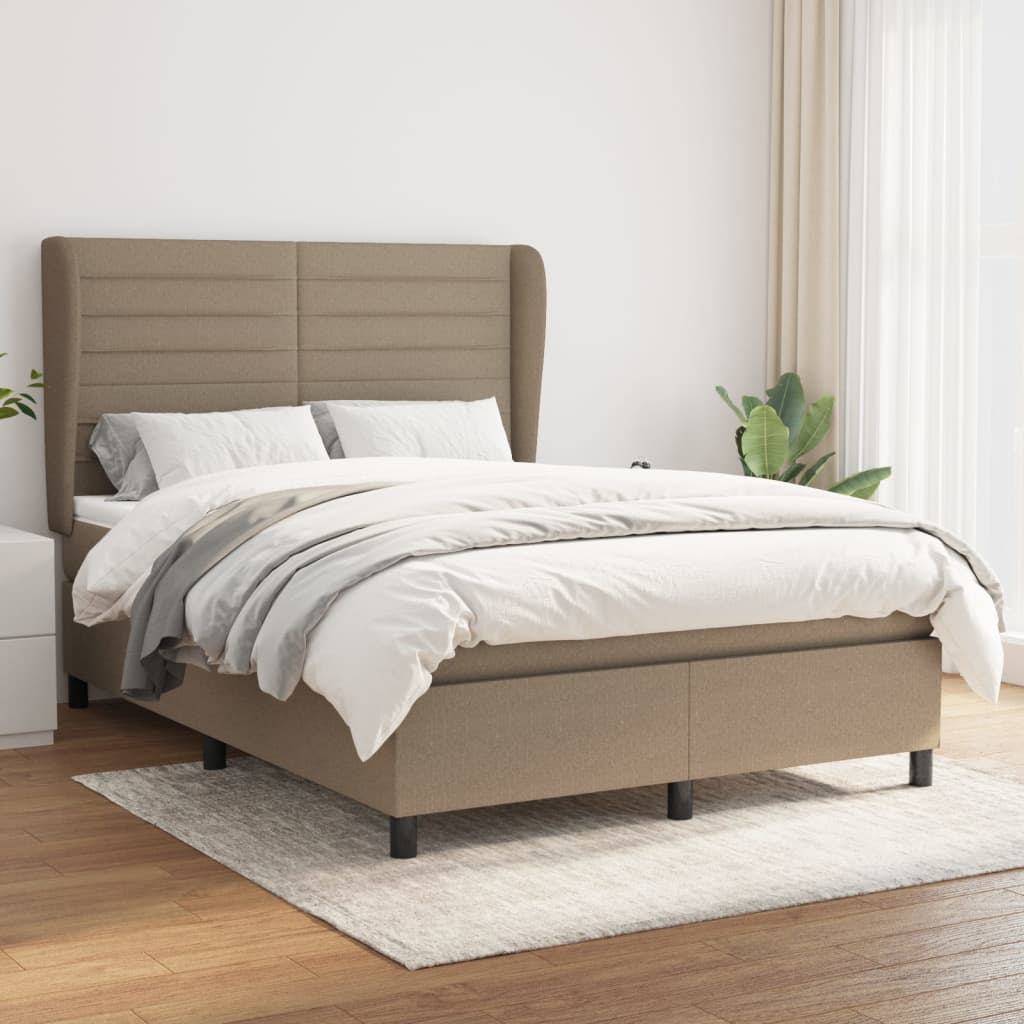 Box Spring Postel S Matrací Textil Taupe