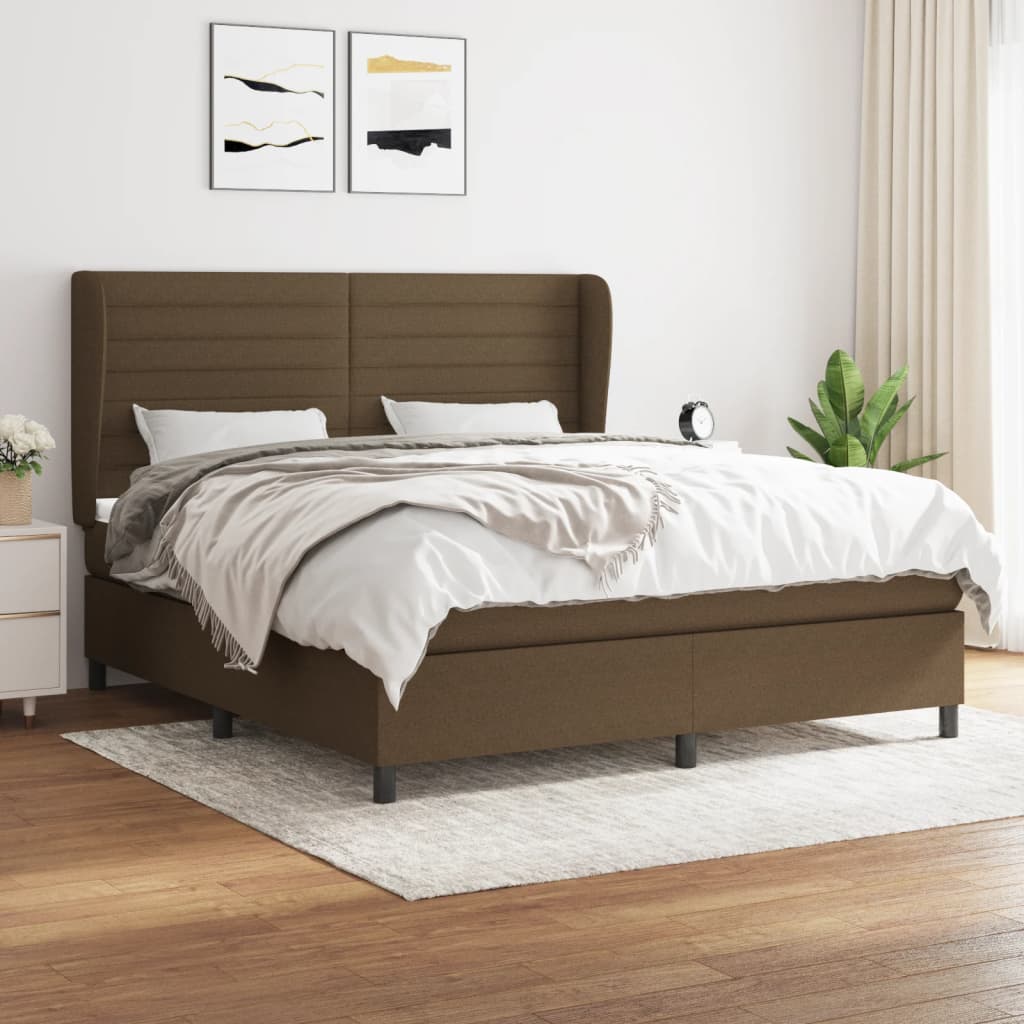 Box Spring Postel S Matrací Tmavě Hnědá 160X200 Cm Textil