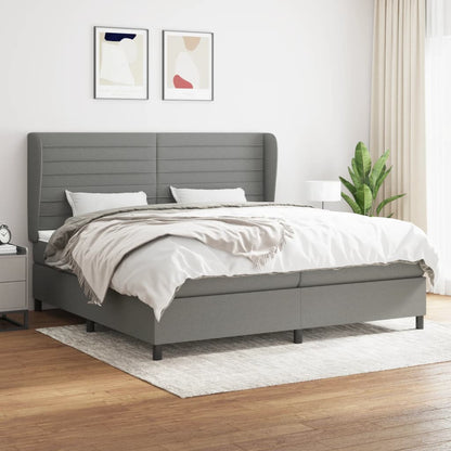 Box Spring Postel S Matrací Textil Tmavě Šedá