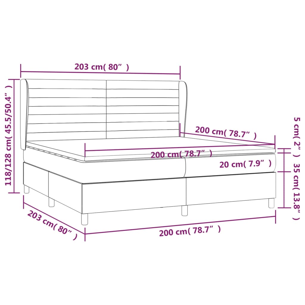 Box Spring Postel S Matrací Tmavě Hnědá 200X200 Cm Textil