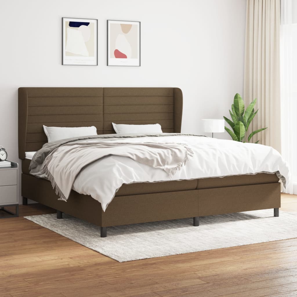 Box Spring Postel S Matrací Tmavě Hnědá 200X200 Cm Textil