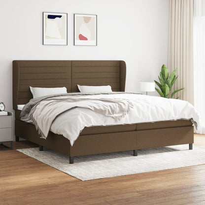 Box Spring Postel S Matrací Tmavě Hnědá 200X200 Cm Textil