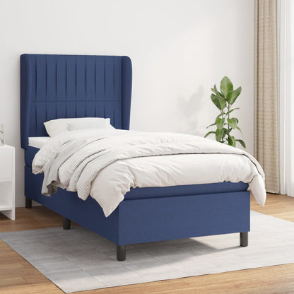 Box Spring Postel S Matrací Textil Modrá