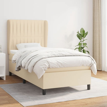 Box Spring Postel S Matrací Textil Krémová