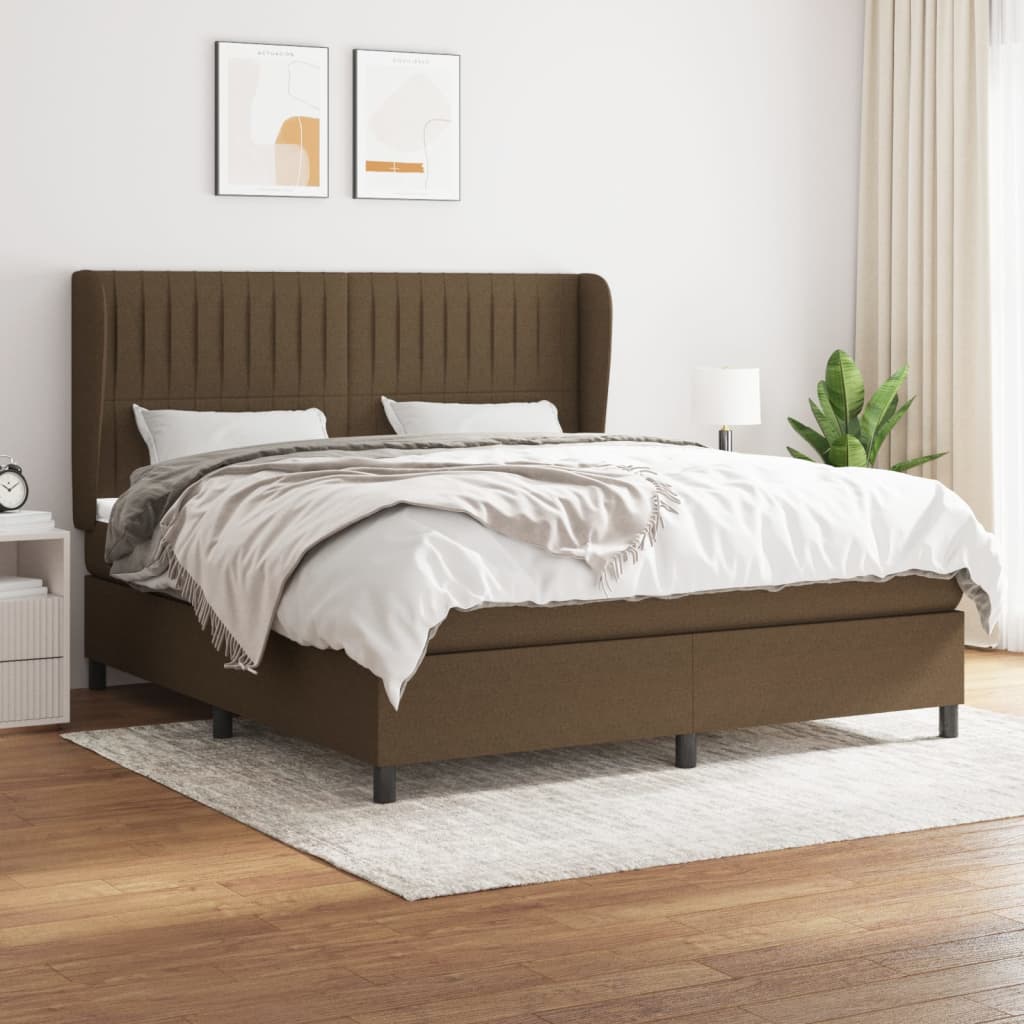 Box Spring Postel S Matrací Tmavě Hnědá 160X200 Cm Textil
