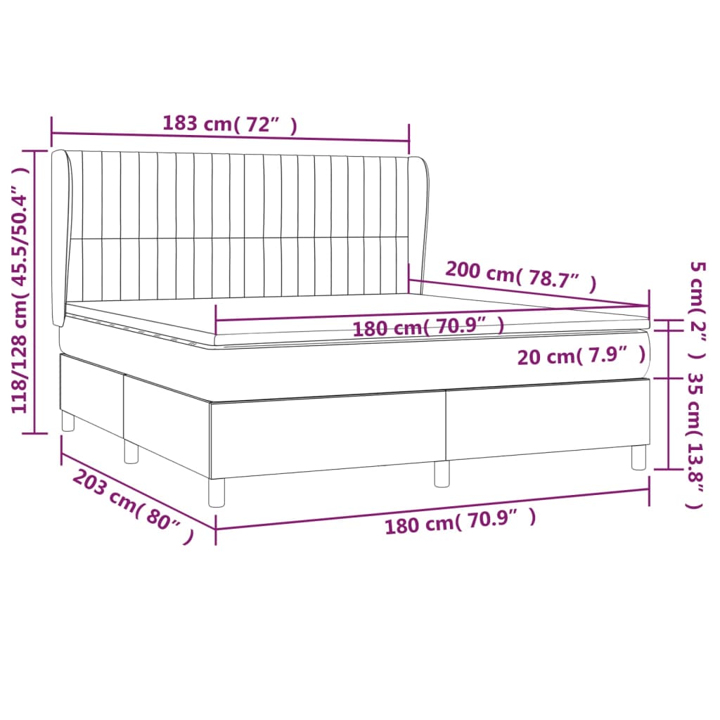 Box Spring Postel S Matrací Tmavě Hnědá 180X200 Cm Textil