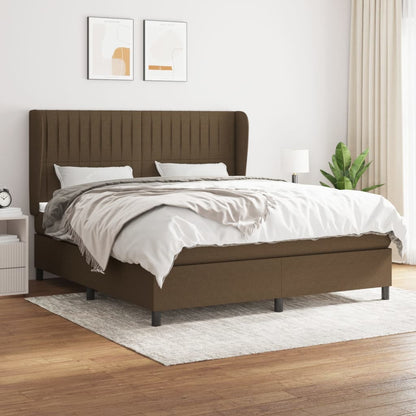 Box Spring Postel S Matrací Tmavě Hnědá 180X200 Cm Textil