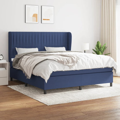 Box Spring Postel S Matrací Textil Modrá