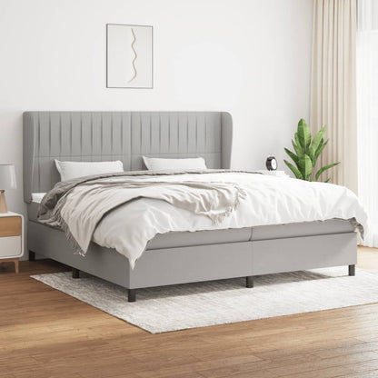 Box Spring Postel S Matrací Textil Světle Šedá