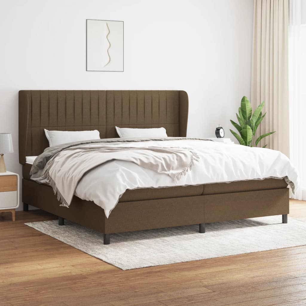 Box Spring Postel S Matrací Tmavě Hnědá 200X200 Cm Textil