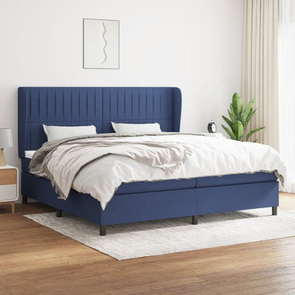 Box Spring Postel S Matrací Textil Modrá