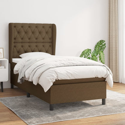 Box Spring Postel S Matrací Tmavě Hnědá 80X200 Cm Textil