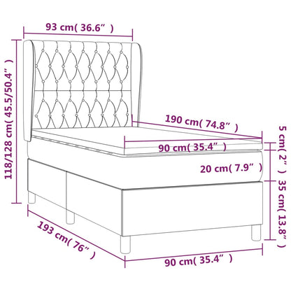 Box Spring Postel S Matrací Tmavě Hnědá 90X190 Cm Textil