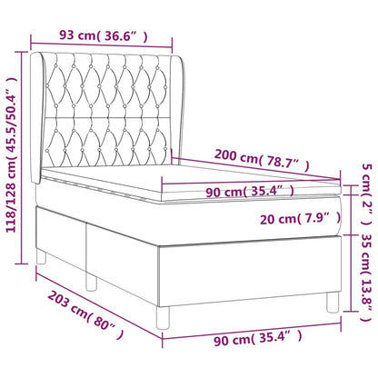 Box Spring Postel S Matrací Tmavě Hnědá 90X200 Cm Textil