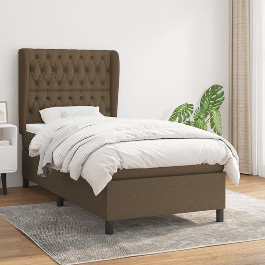 Box Spring Postel S Matrací Textil Tmavě Hnědá