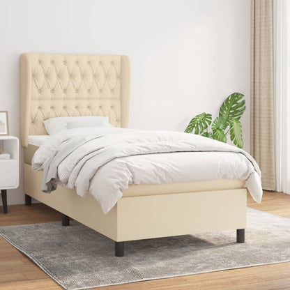Box Spring Postel S Matrací Textil Krémová