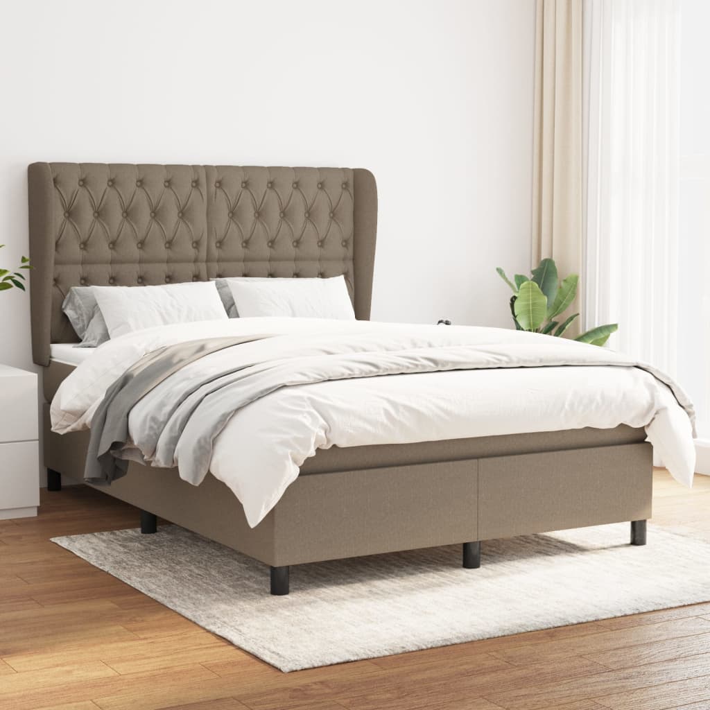 Box Spring Postel S Matrací Textil Taupe