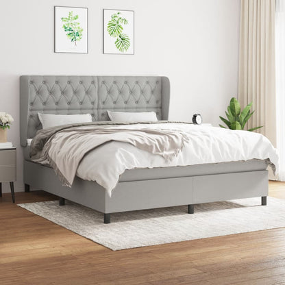 Box Spring Postel S Matrací Textil Světle Šedá