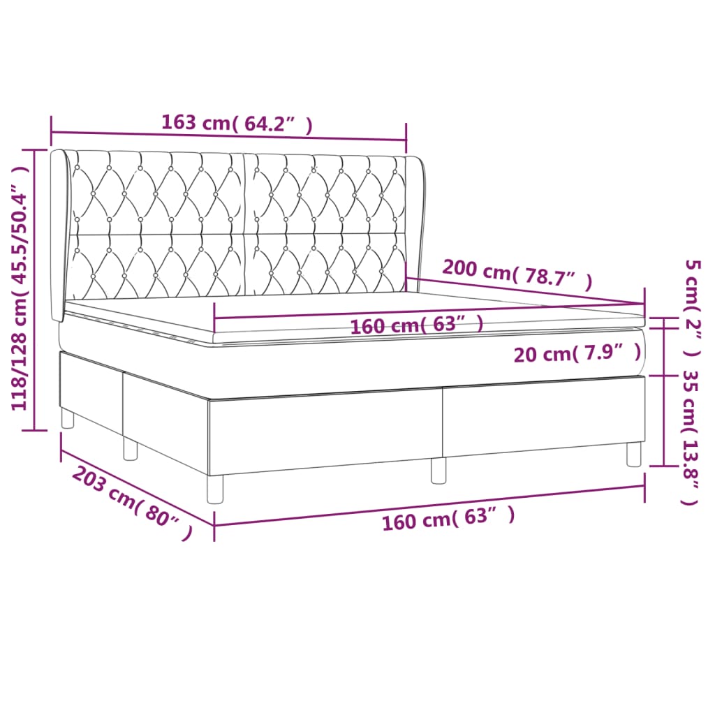 Box Spring Postel S Matrací Tmavě Hnědá 160X200 Cm Textil
