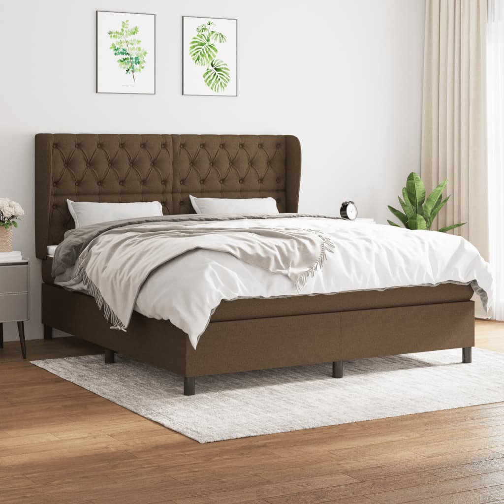 Box Spring Postel S Matrací Tmavě Hnědá 160X200 Cm Textil