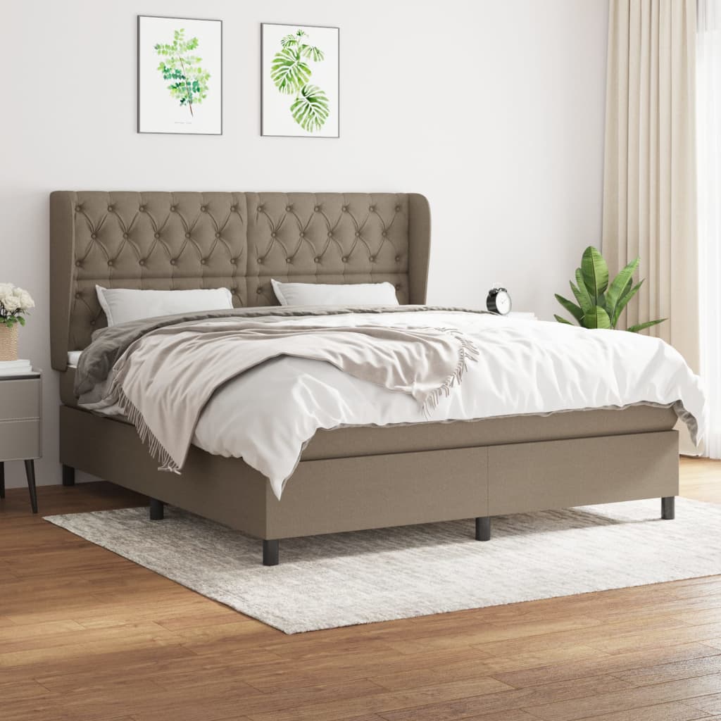 Box Spring Postel S Matrací Textil Taupe
