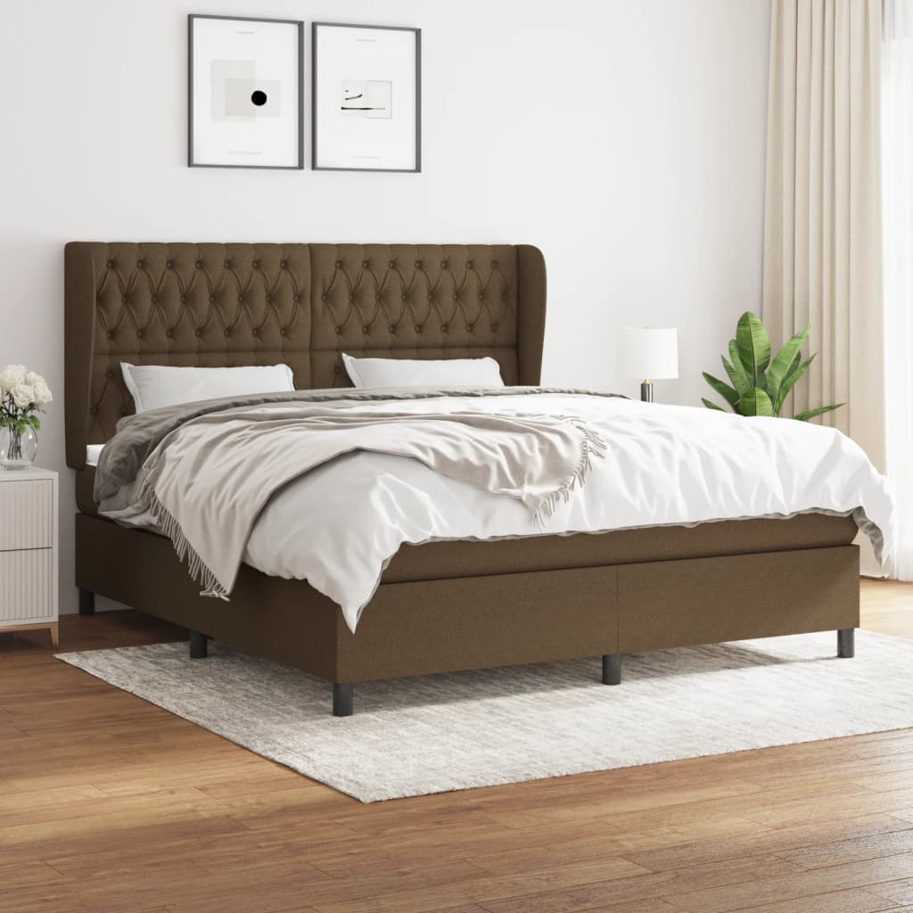 Box Spring Postel S Matrací Tmavě Hnědá 180X200 Cm Textil