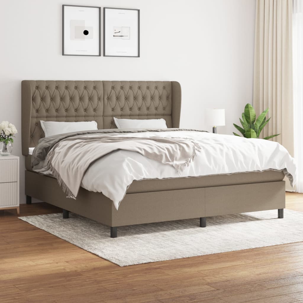 Box Spring Postel S Matrací Textil Taupe