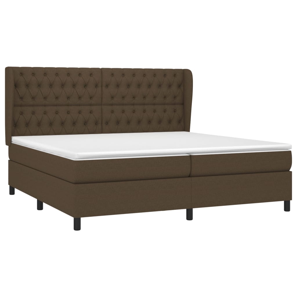 Box Spring Postel S Matrací Tmavě Hnědá 200X200 Cm Textil